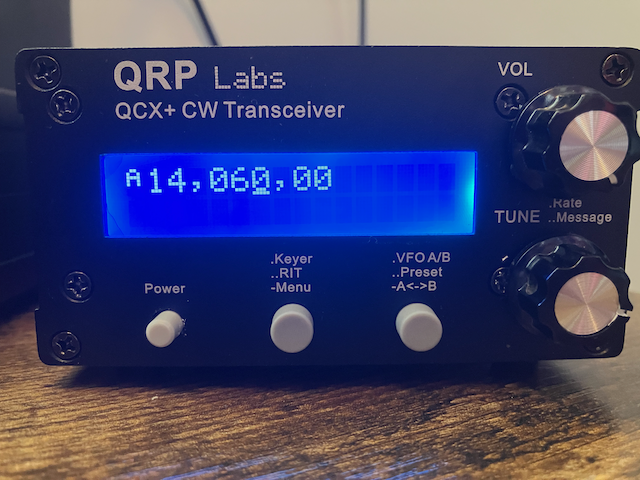 QRP Labs QCX+ Transceiver for 20m (Front Panel)